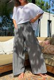 Rustic Nature Linen Blend Pocket Pleat Wide Leg Washed Charcoal